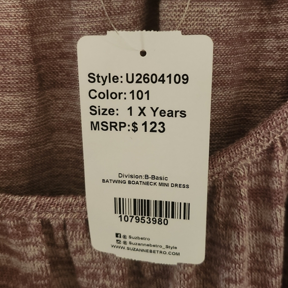 Suzanne Betro Women's Dress Size 1X Dusty Rose NWT - Picture 4 of 10